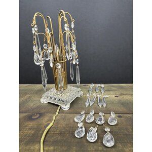 Vintage 1950s Crystal Waterfall Lamp Hollywood Regency & Extra Crystals Ornate D